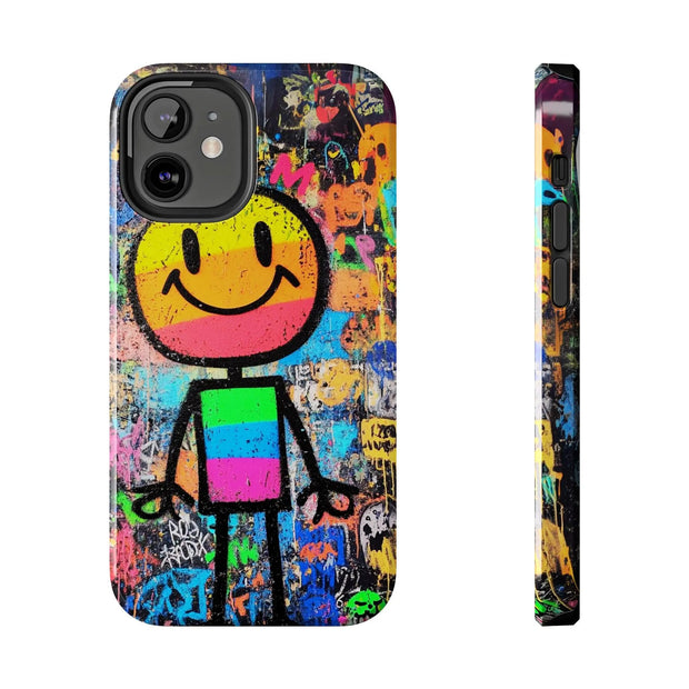 Rainbow Graffiti Smiley Tough Phone Case LavenderCeleste