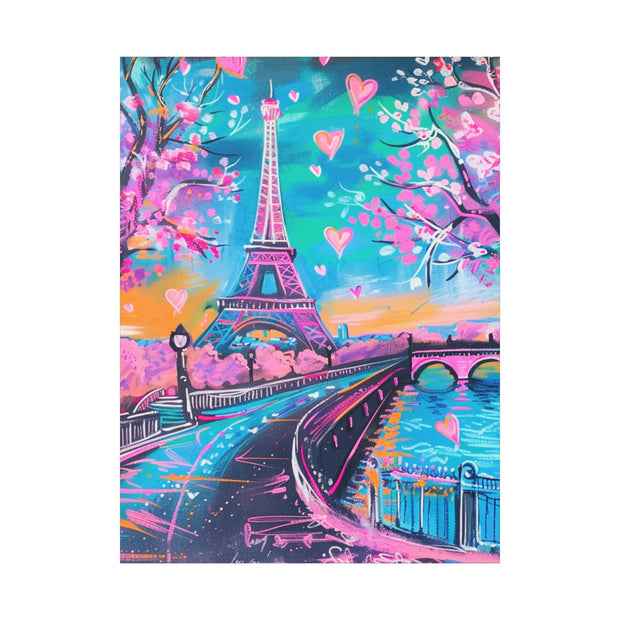 Pink Paris Eiffel Tower Dreamy Matte Canvas Art LavenderCeleste