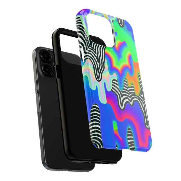 Trippy Technicolor Drip Retro Tough Phone Case LavenderCeleste