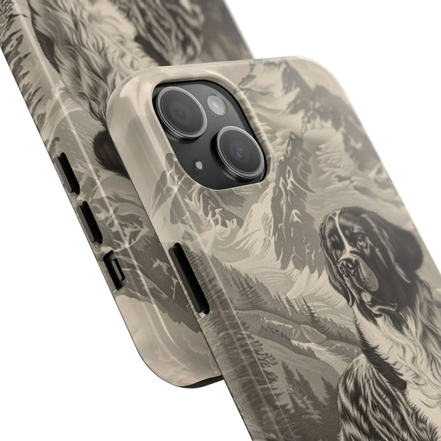 Saint Bernard Toile de Jouy Vintage Tough Phone Case LavenderCeleste