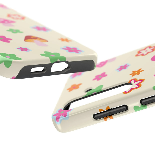 Retro Mushroom Flower Power Tough Phone Case LavenderCeleste