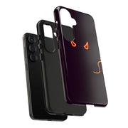 Neon Devil Eyes Tough Phone Case – Minimal Dark Glow Aesthetic LavenderCeleste