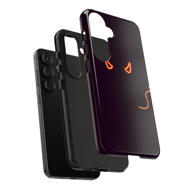 Neon Devil Eyes Tough Phone Case – Minimal Dark Glow Aesthetic LavenderCeleste