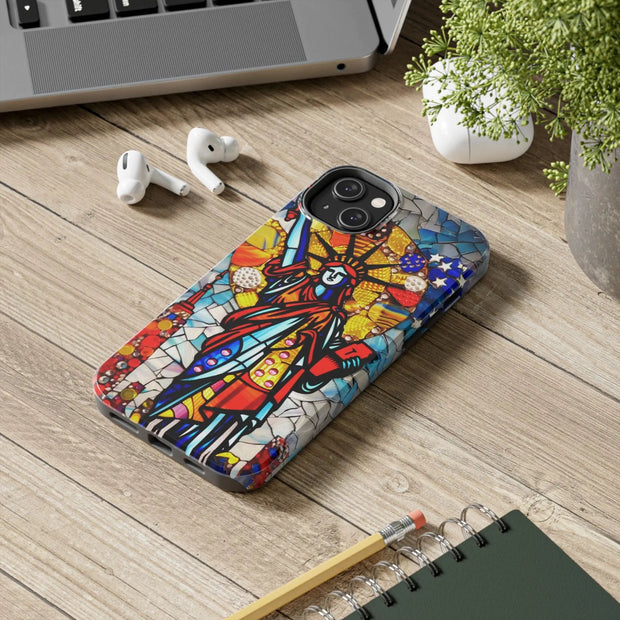 Statue of Liberty Mosaic Art Tough Phone Case LavenderCeleste