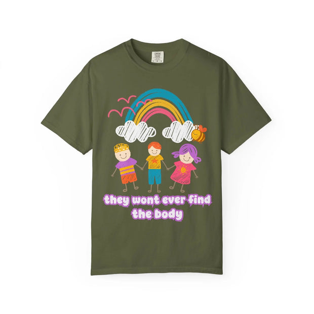 They Won’t Ever Find The Body Funny Comfort Colors Tee LavenderCeleste