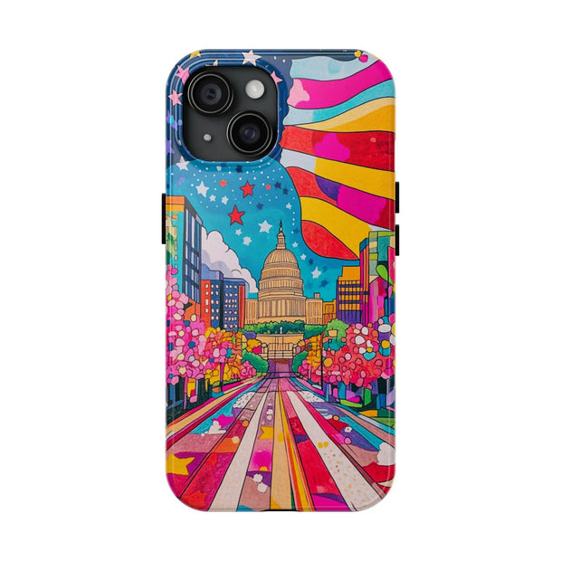 Washington DC Psychedelic Capitol Rainbow Tough Phone Case LavenderCeleste