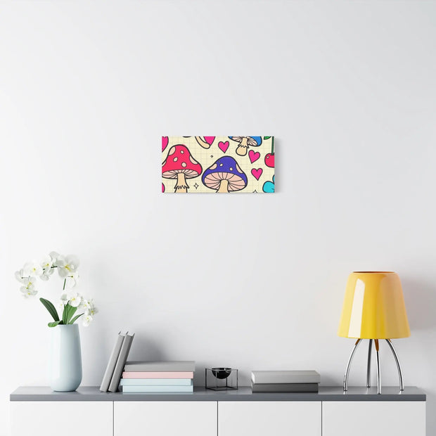 Kawaii Mushroom Cherry Flower Matte Canvas Print LavenderCeleste