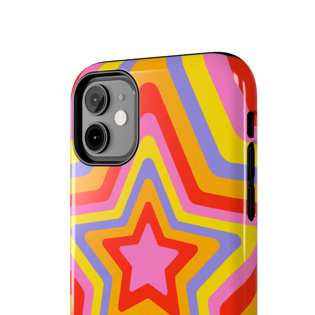 Retro Rainbow Star Groovy Tough Phone Case LavenderCeleste