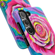 Vibrant Pink Rose Abstract Tough Phone Case LavenderCeleste