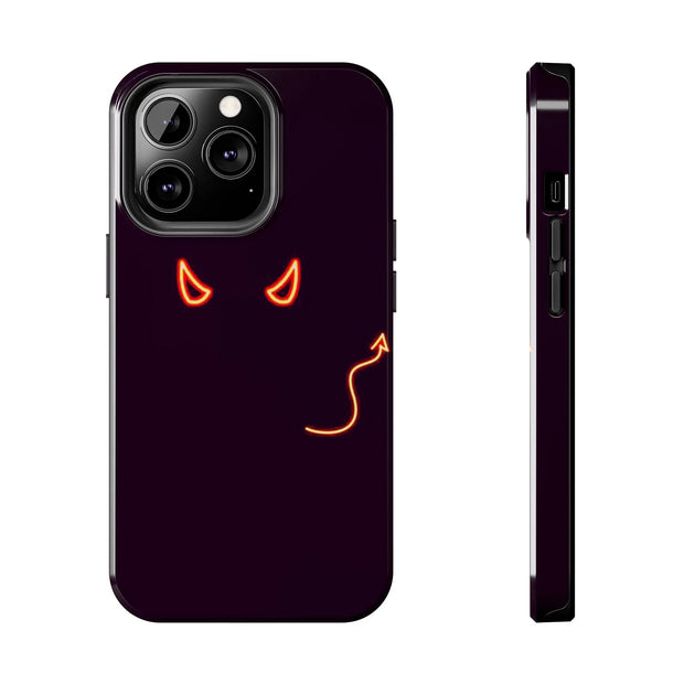 Neon Devil Eyes Tough Phone Case – Minimal Dark Glow Aesthetic Printify