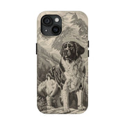 Saint Bernard Toile de Jouy Vintage Tough Phone Case LavenderCeleste