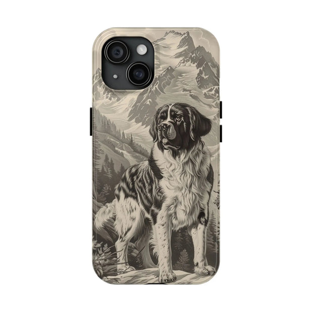 Saint Bernard Toile de Jouy Vintage Tough Phone Case LavenderCeleste
