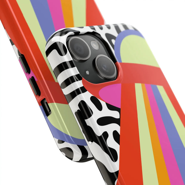 Retro Mod UFO Rainbow Beam Tough Phone Case LavenderCeleste