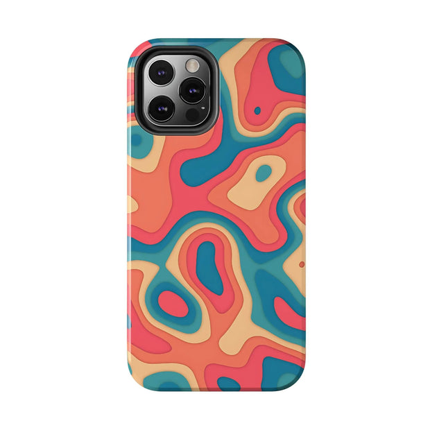 Retro Coral Abstract Mid-Century Tough Phone Case LavenderCeleste