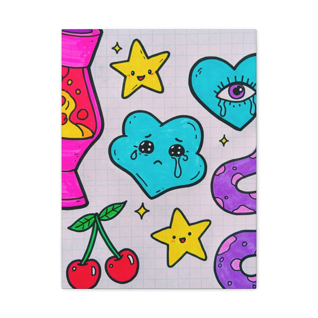 Kawaii Lava Lamp Sad Cloud Snake Matte Canvas Print LavenderCeleste