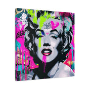 Marilyn Monroe Graffiti Matte Canvas – Neon Pop Art Street Style Wall Decor - LavenderCeleste