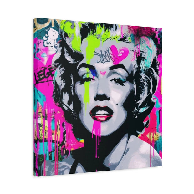 Marilyn Monroe Graffiti Matte Canvas – Neon Pop Art Street Style Wall Decor - LavenderCeleste