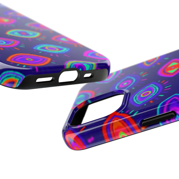 Trippy Neon Evil Eye Protective Tough Phone Case LavenderCeleste