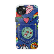 Retro Kidcore Denim Patch Tough Phone Case LavenderCeleste