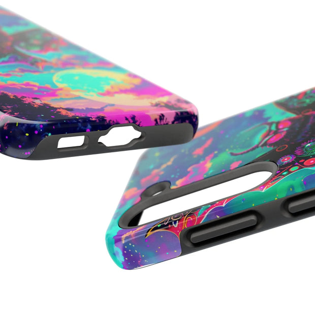 Mothman Tough Phone Case – Psychedelic Neon Cryptid Aesthetic - LavenderCeleste
