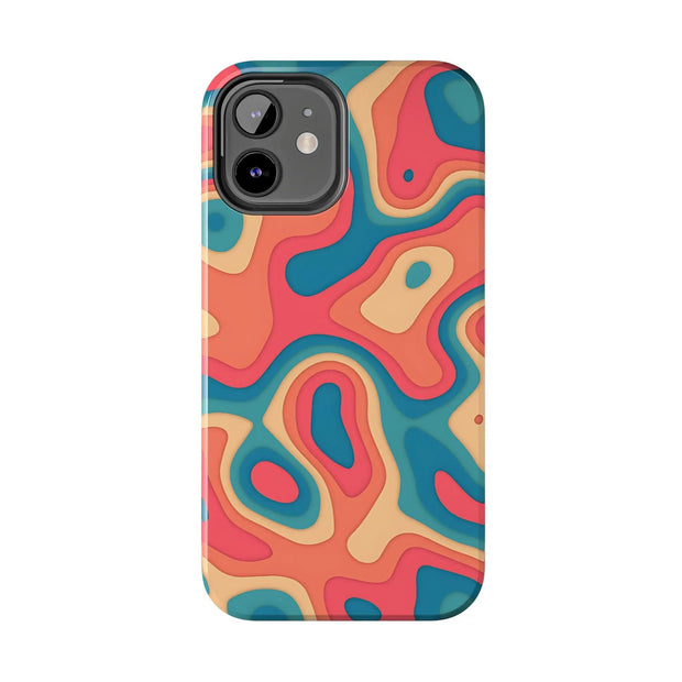 Retro Coral Abstract Mid-Century Tough Phone Case LavenderCeleste