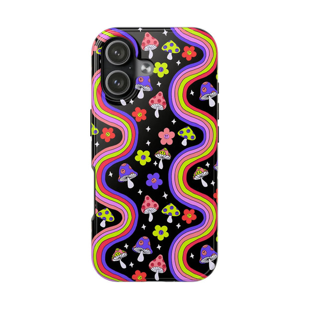 Groovy Mushroom Rainbow Tough Phone Case LavenderCeleste