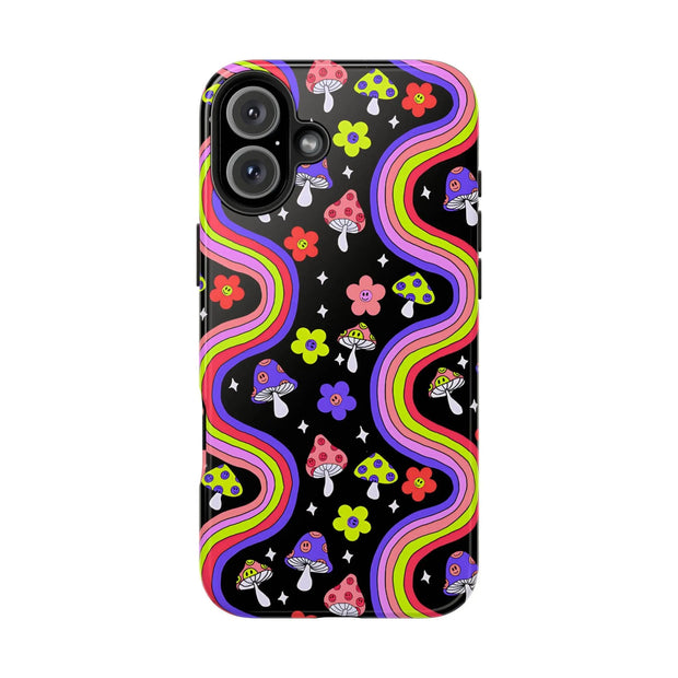 Groovy Mushroom Rainbow Tough Phone Case LavenderCeleste