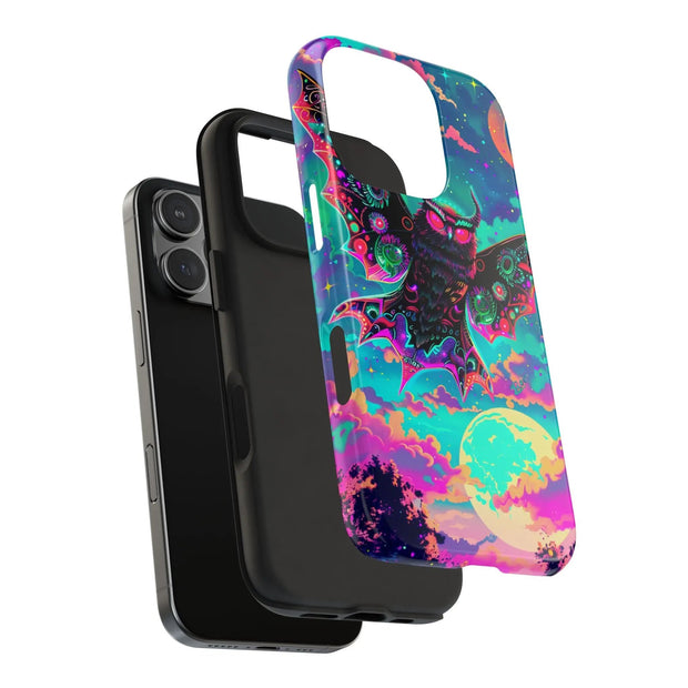 Mothman Tough Phone Case – Psychedelic Neon Cryptid Aesthetic - LavenderCeleste