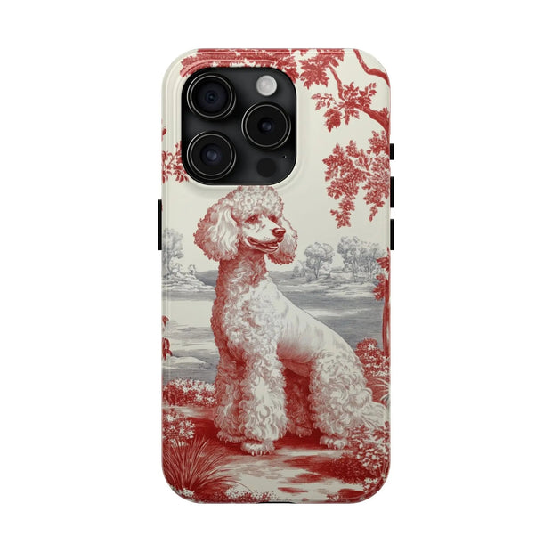Red Toile de Jouy Poodle Aesthetic Phone Case WOYC