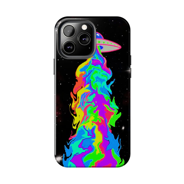Psychedelic Neon UFO Abduction Tough Phone Case LavenderCeleste