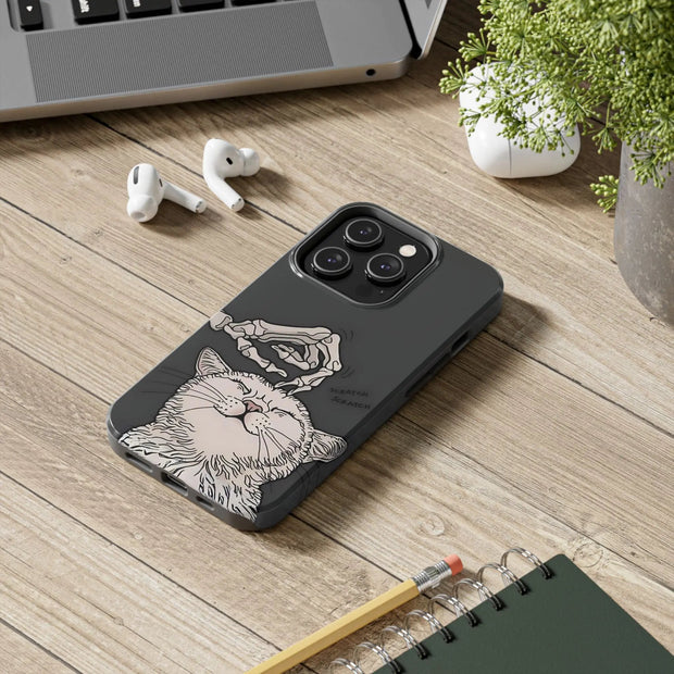 Skeleton Scratch Cat Gothic Humor Tough Phone Case LavenderCeleste