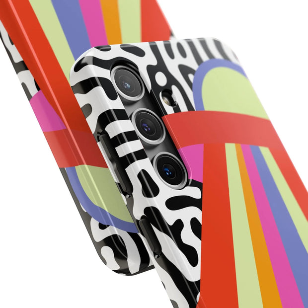 Retro Mod UFO Rainbow Beam Tough Phone Case LavenderCeleste