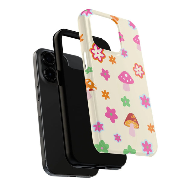 Retro Mushroom Flower Power Tough Phone Case LavenderCeleste