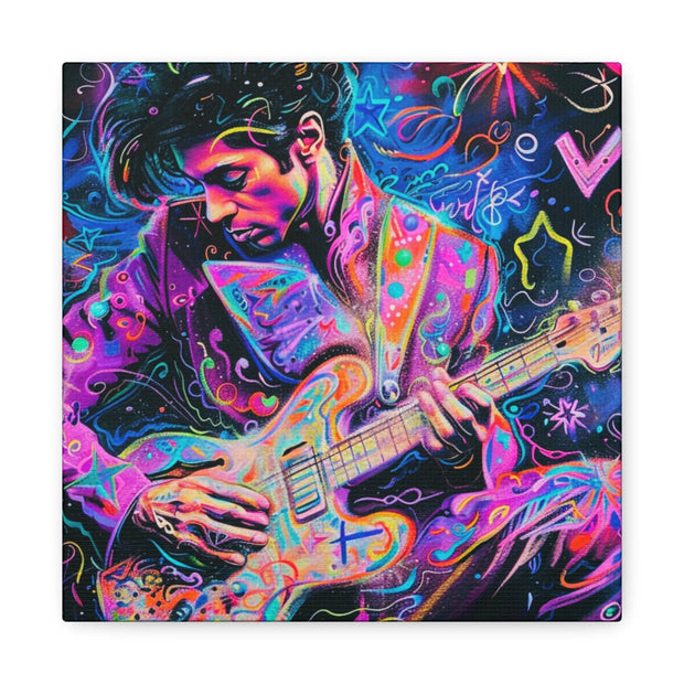 Electric Purple Guitar Legend Matte Canvas Art Printify