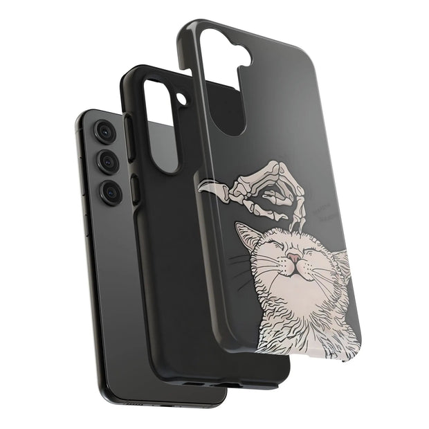 Skeleton Scratch Cat Gothic Humor Tough Phone Case LavenderCeleste