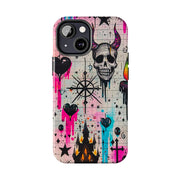 Skull Occult Neon Drip Pastel Goth Tough Phone Case LavenderCeleste