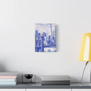 New York City Toile Art – Blue Scenic Skyline Matte Canvas Printify
