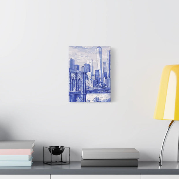 New York City Toile Art – Blue Scenic Skyline Matte Canvas Printify