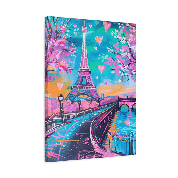 Pink Paris Eiffel Tower Dreamy Matte Canvas Art LavenderCeleste