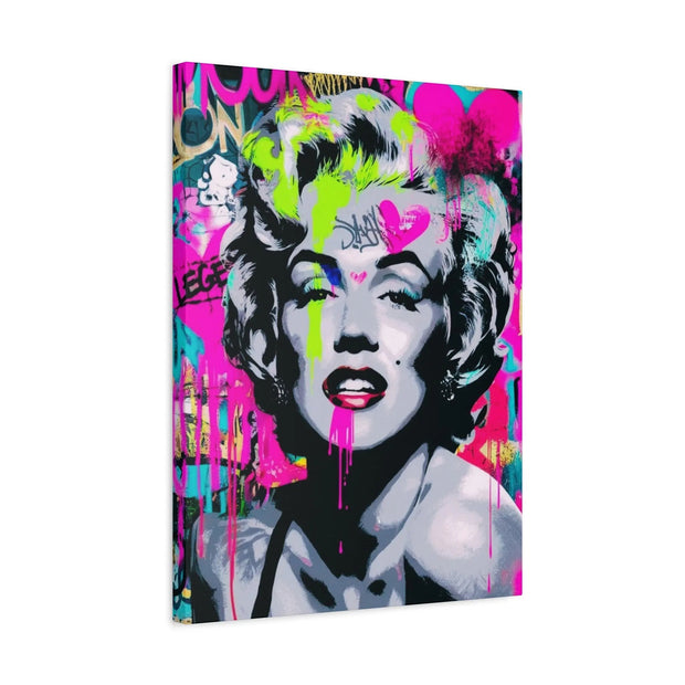 Marilyn Monroe Graffiti Matte Canvas – Neon Pop Art Street Style Wall Decor - LavenderCeleste