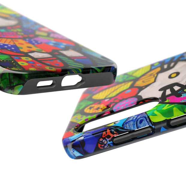 Pop Patchwork Kitty Tough Phone Case LavenderCeleste