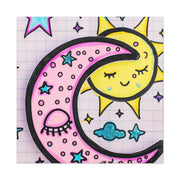 Kawaii Sun and Moon Doodle Matte Canvas Art Print LavenderCeleste