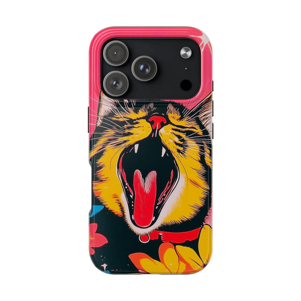 Yawning Cat Pop Art Bright Retro Aesthetic Tough Phone Case LavenderCeleste
