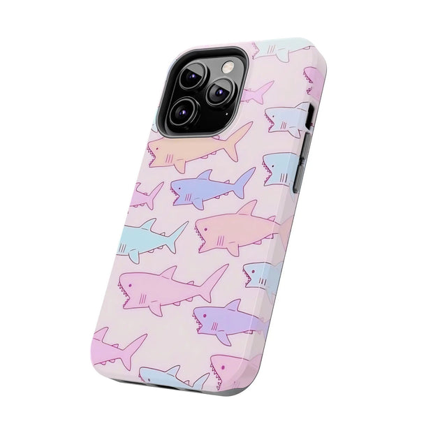 Pastel Shark Pattern Tough Phone Case Printify