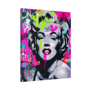 Marilyn Monroe Graffiti Matte Canvas – Neon Pop Art Street Style Wall Decor - LavenderCeleste