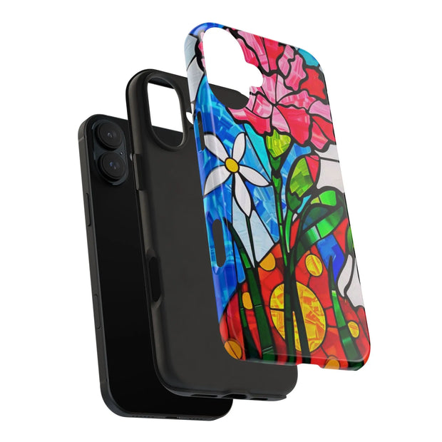 January Carnation Stained Glass Birth Flower Tough Phone Case