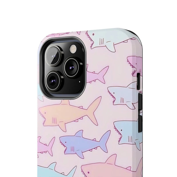 Pastel Shark Pattern Tough Phone Case Printify