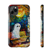 Lonely Ghost Tough Phone Case – Abstract Fall Park Bench Painting