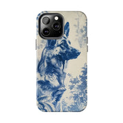 Blue Toile German Shepherd Scenic Tough Phone Case LavenderCeleste