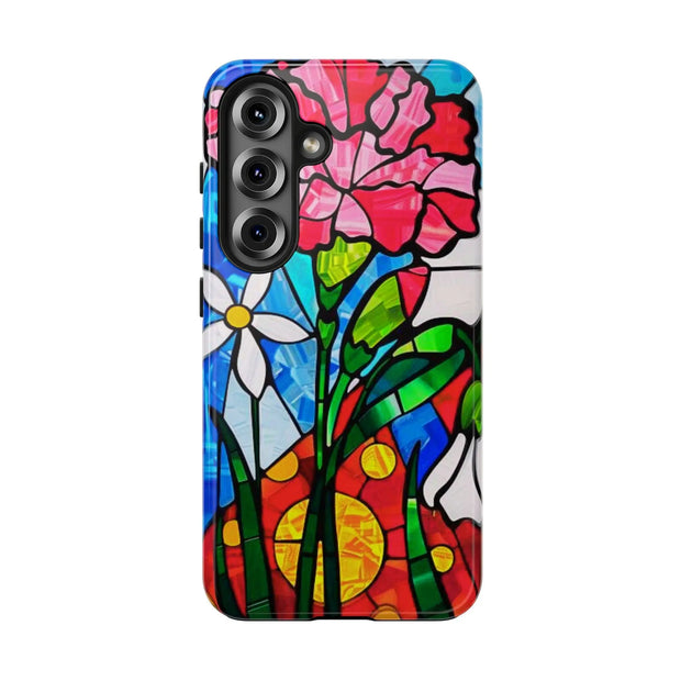January Carnation Stained Glass Birth Flower Tough Phone Case